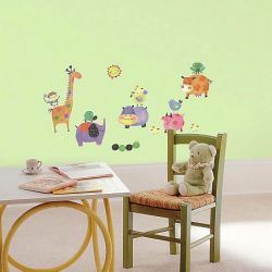 Παιδικά αυτοκόλλητα τοίχου με διάφορα χρωματιστά ζωάκια RMK1181SCS