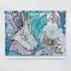 Ρόλερ με ψηφιακή εκτύπωση art000232 - Γαλάζιο και μπλέ λουλούδι