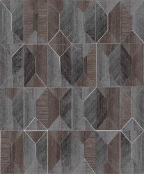 Μοντέρνα ταπετσαρία τοίχου με γεωμετρικά σχήματα Marquetry Tobacco από τη συλλογή Prisma. Pri 002