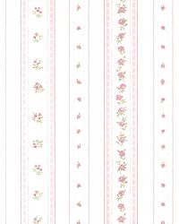 Ριγέ ταπετσαρία τοίχου 53 X 1000 εκ με λουλούδια σε ροζ απόχρωση από τη συλλογή Floral.G23224