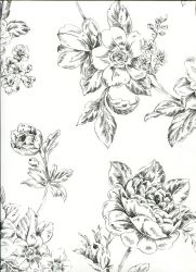 Ταπετσαρία τοίχου 53 X 1000 εκ με λουλούδια από την συλλογή Black n white . BW28706