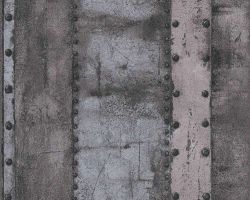 Ταπετσαρία τοίχου με οψη μεταλλικών πλακών -  53 X1000 εκ -377434